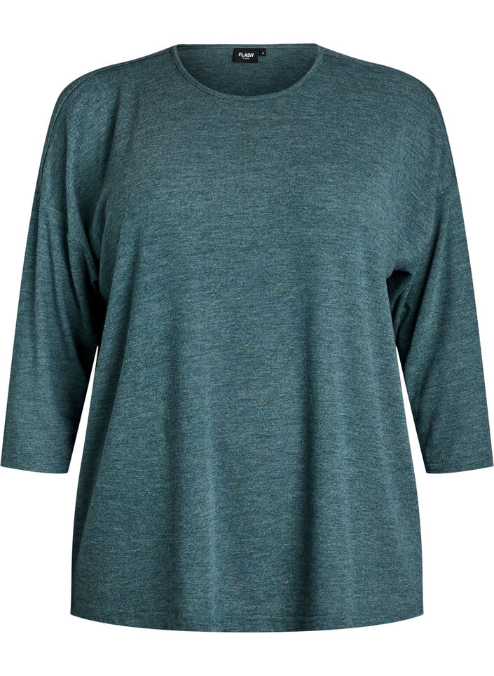 FLASH &ndash; Jerseyblus med 3/4-&auml;rm, Gr&ouml;n, Packshot image number 0