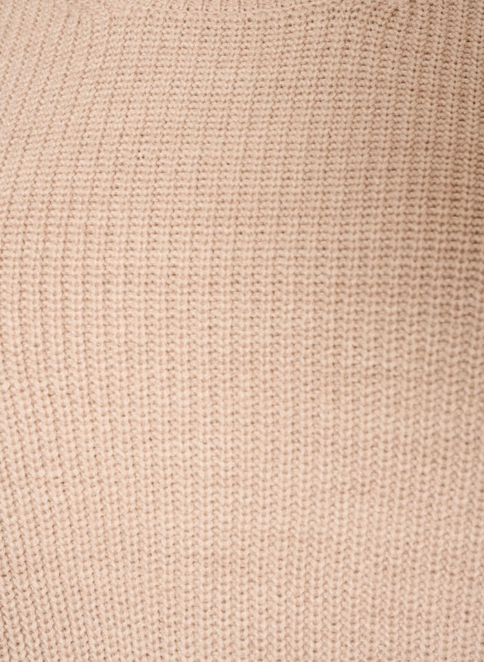 Stickad blus med ribbstruktur och knappdetaljer, Beige, Packshot image number 2