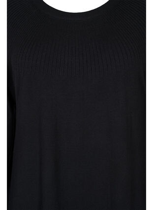 Stickad klänning med ballongärmar, Black Solid, Packshot image number 2