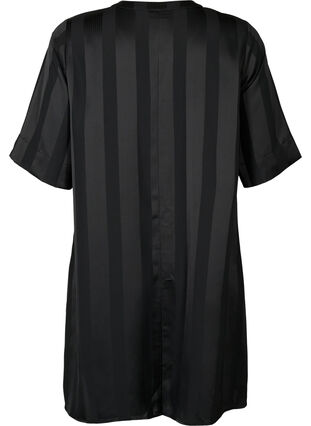 A-linjeformad klänning med ränder och halv ärm, Black, Packshot image number 1