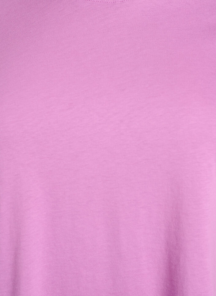 Enkel t-shirt i bomull med rund halsringning, Lila, Packshot image number 2