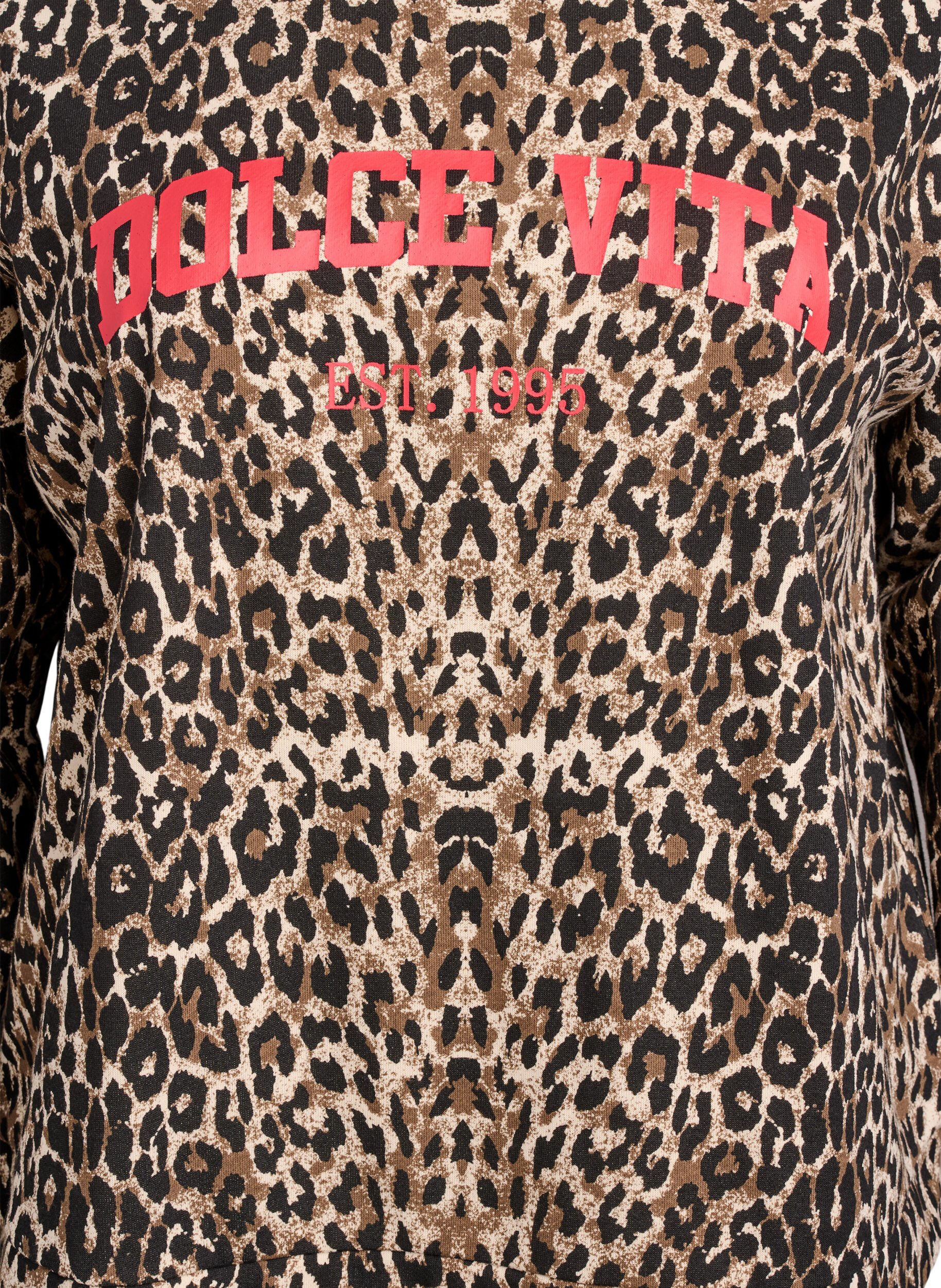Zizzi Leopardm&ouml;nstrad sweatshirt med statement-tryck, Brun, Packshot image number 2