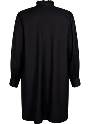 Viskosskjorta klänning med ruffles, Black, Packshot image number 1