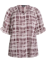 Skjortblus med halvl&aring;nga &auml;rmar, M&ouml;rk Bordeaux