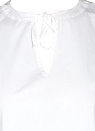 Kort bomullsklänning i a-form, White, Packshot image number 2