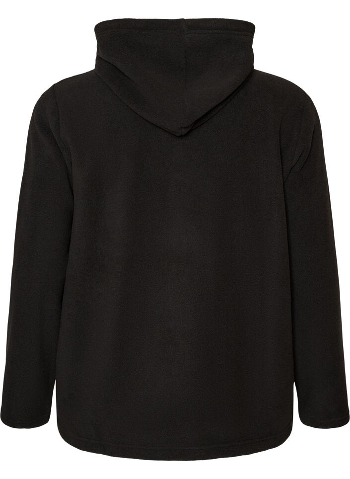 Huvtr&ouml;ja i fleece med h&ouml;g hals och broderad text, Svart, Packshot image number 1