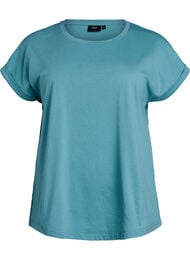Kort&auml;rmad t-shirt i bomullsblandning, Bl&aring;