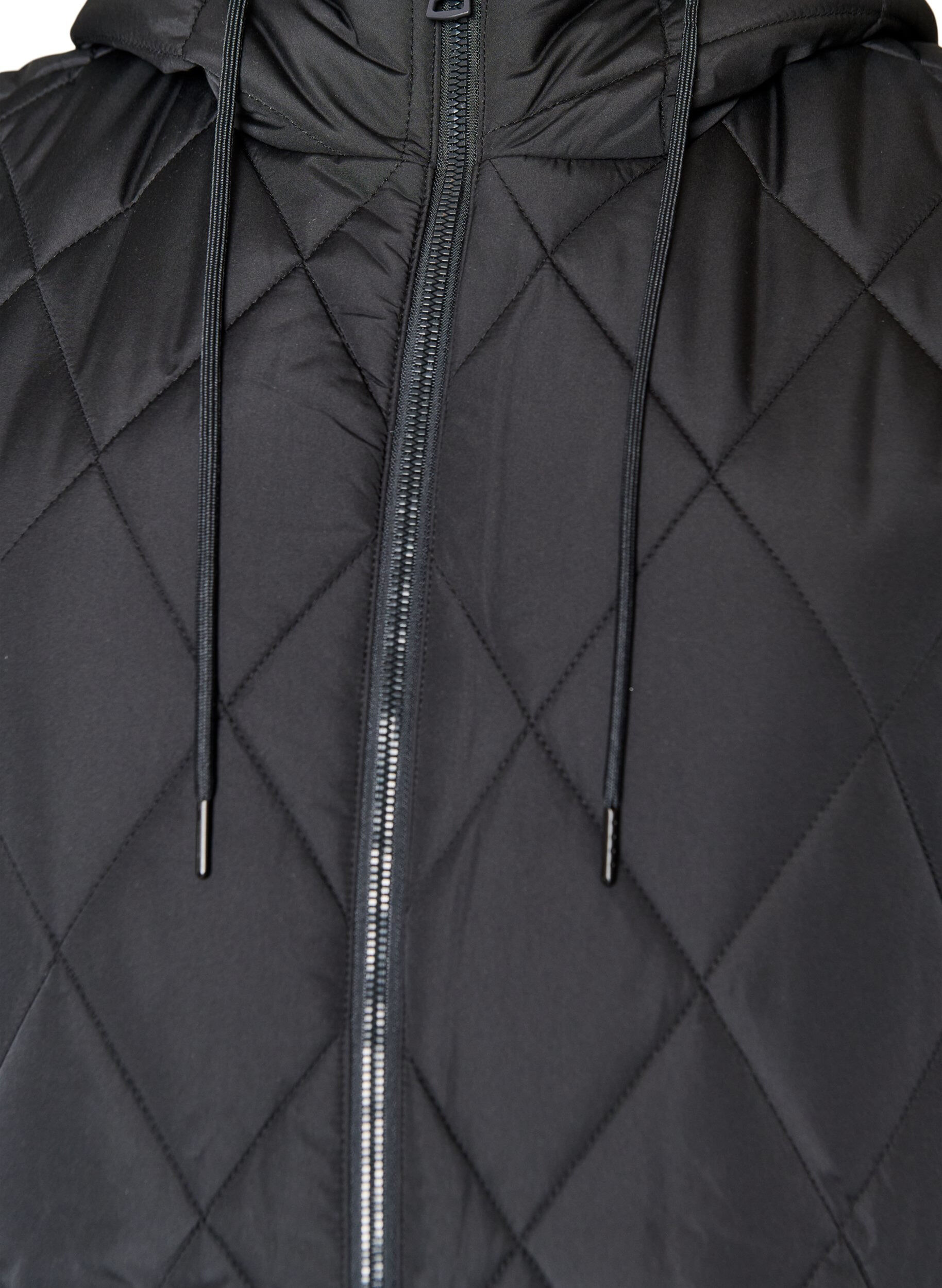 ZizziHalvl&aring;ng quiltad v&auml;st med huva, Svart, Packshot image number 2