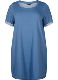 Kortärmad sweatshirtklänning med fickor, Moonlight Blue