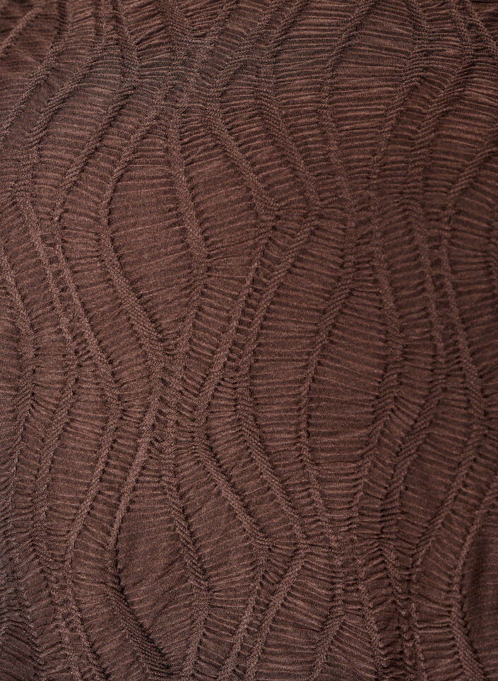 Blus med struktur och 3/4-&auml;rmar, Brun, Packshot image number 2