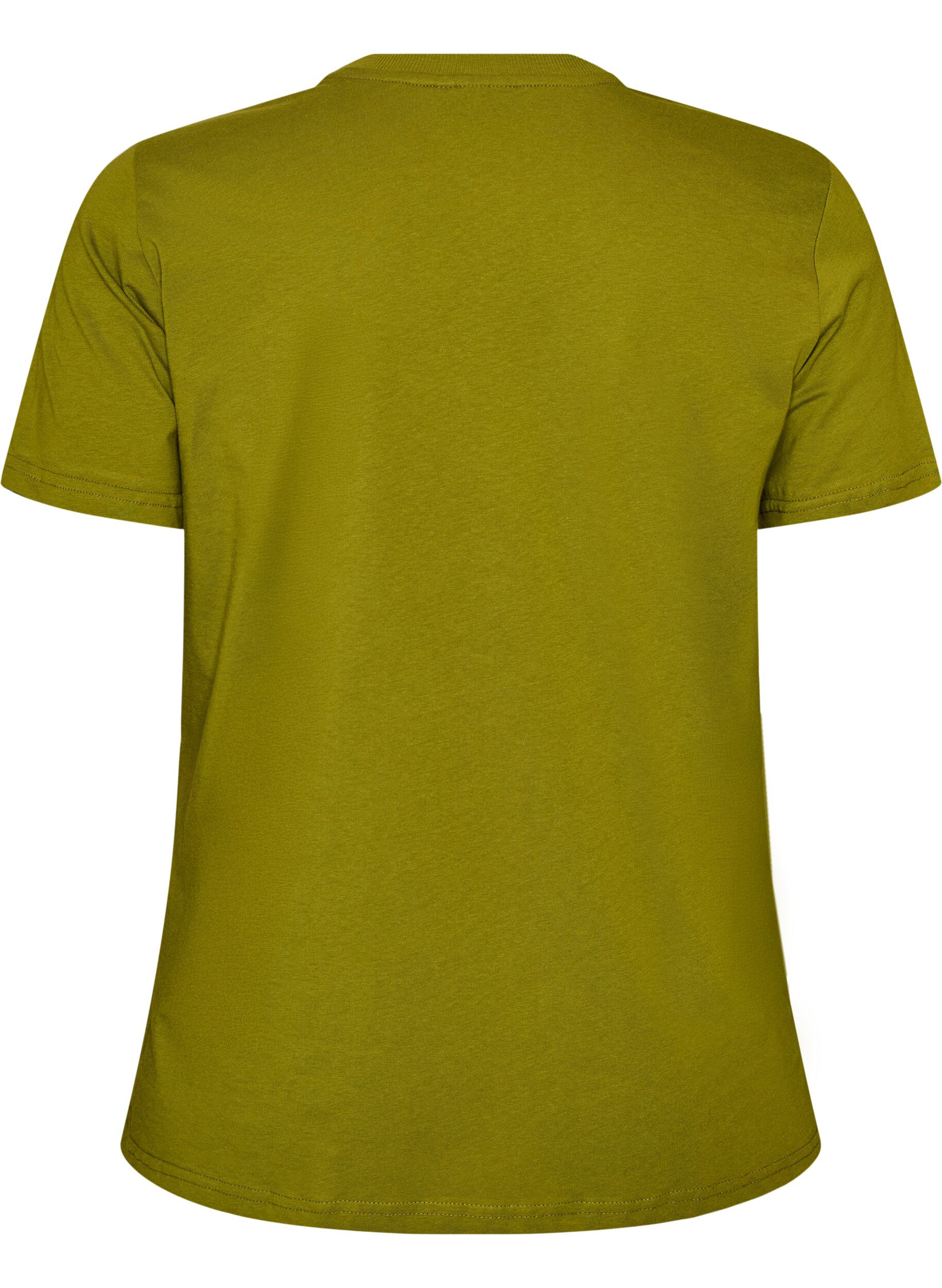 Zizzi Basic cotton T-shirt with round neck, Green, Packshot image number 1