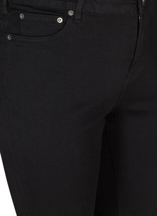 Kroppsnära jeansshorts med råa kanter, Black, Packshot image number 2