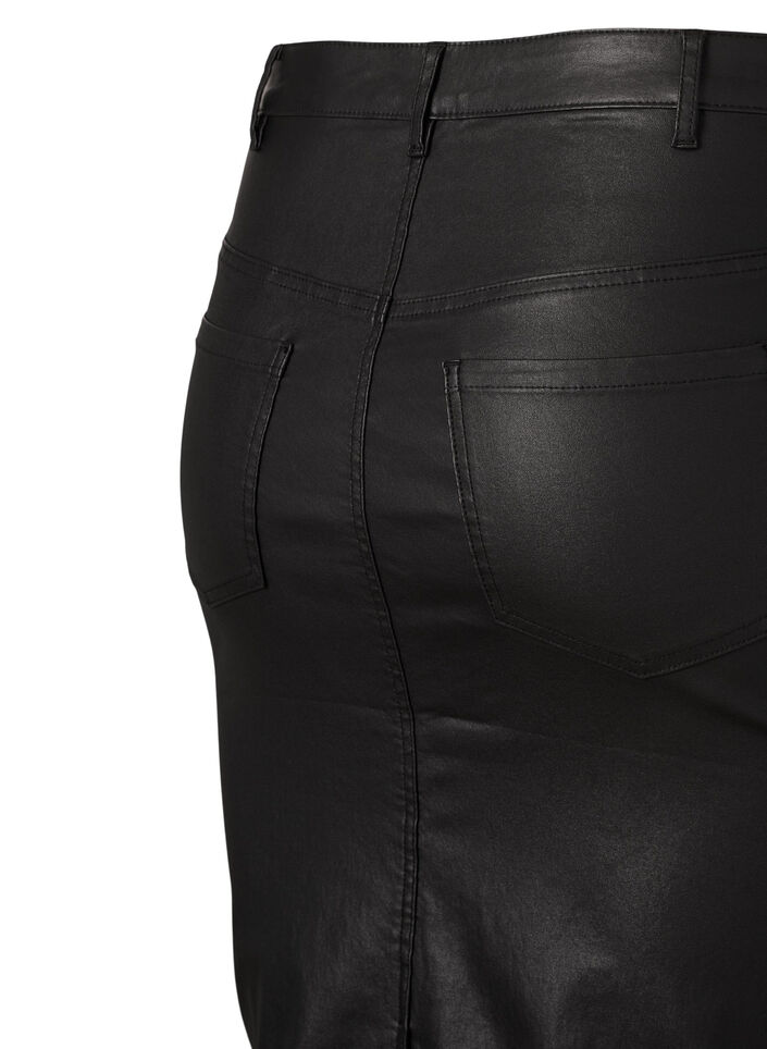 Coated kjol med slits, Black, Packshot image number 2