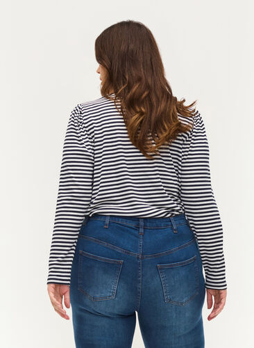 Randig tröja med långa ärmar, N. Sky/White Stripe, Model image number 1