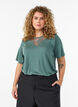 Blus med spetsinf&auml;llning och ballong&auml;rmar, Gr&ouml;n, Model image number 0