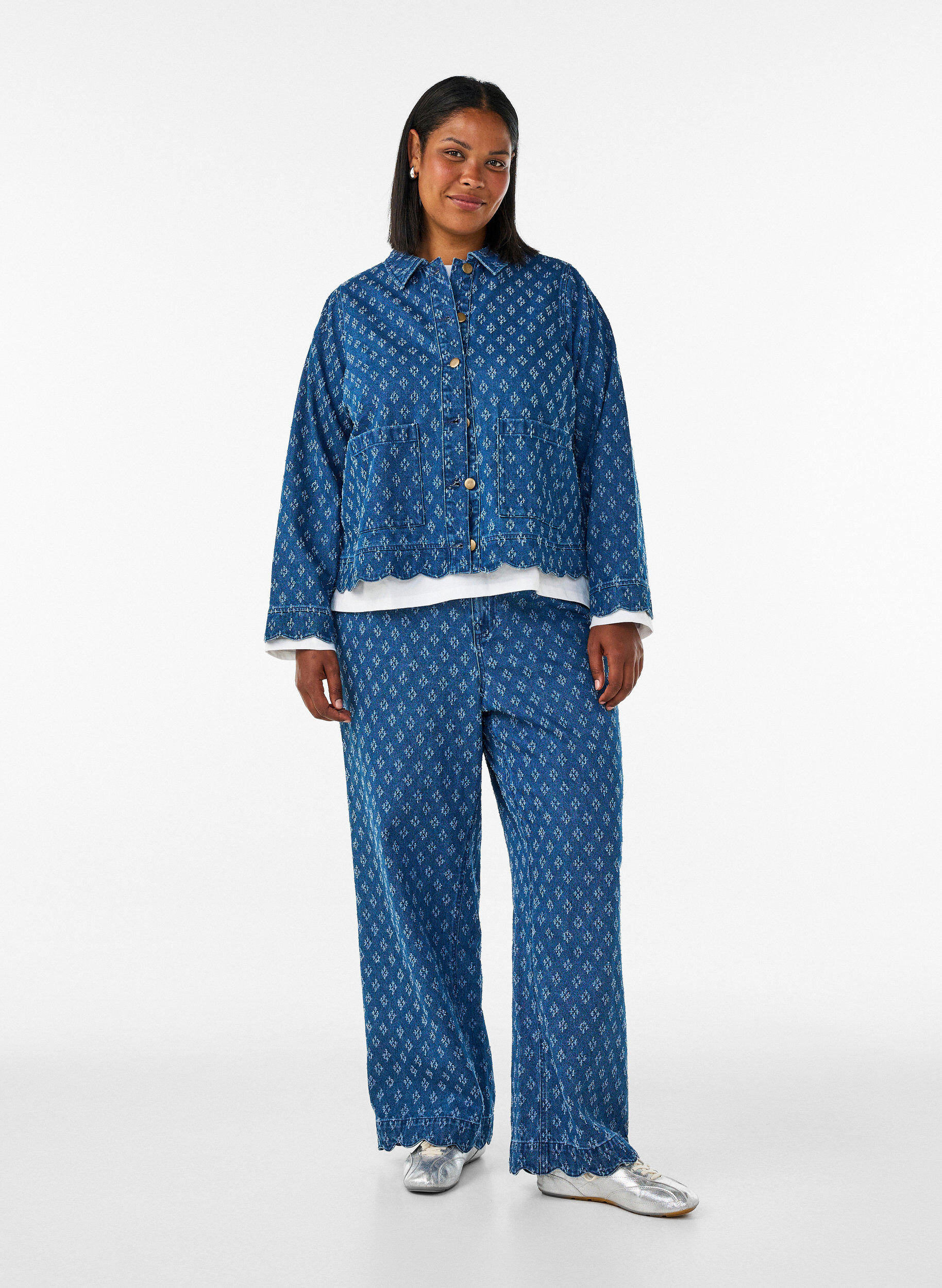 ZizziJeansjacka med slitningar, Bl&aring;, Model image number 1