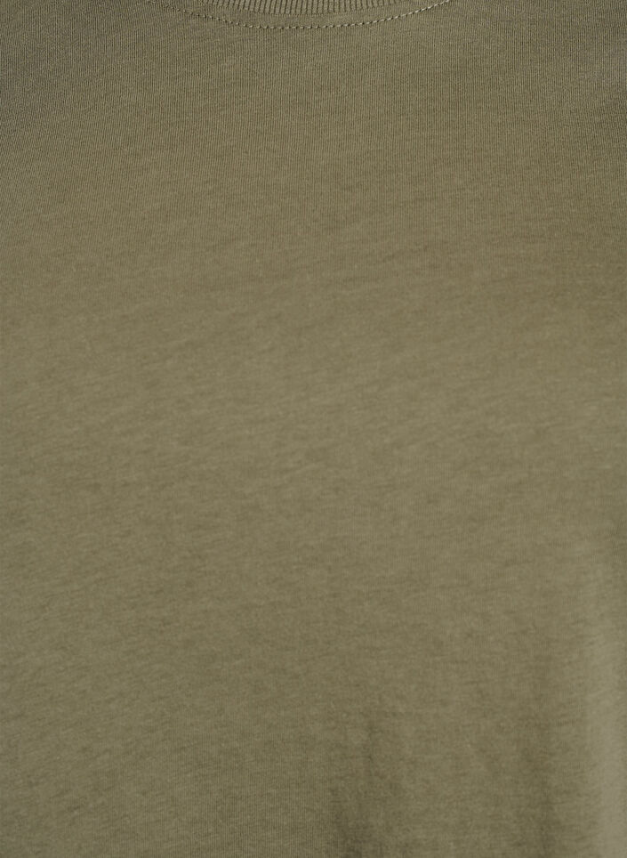 Enkel t-shirt i bomull med rund halsringning, Gr&ouml;n, Packshot image number 2