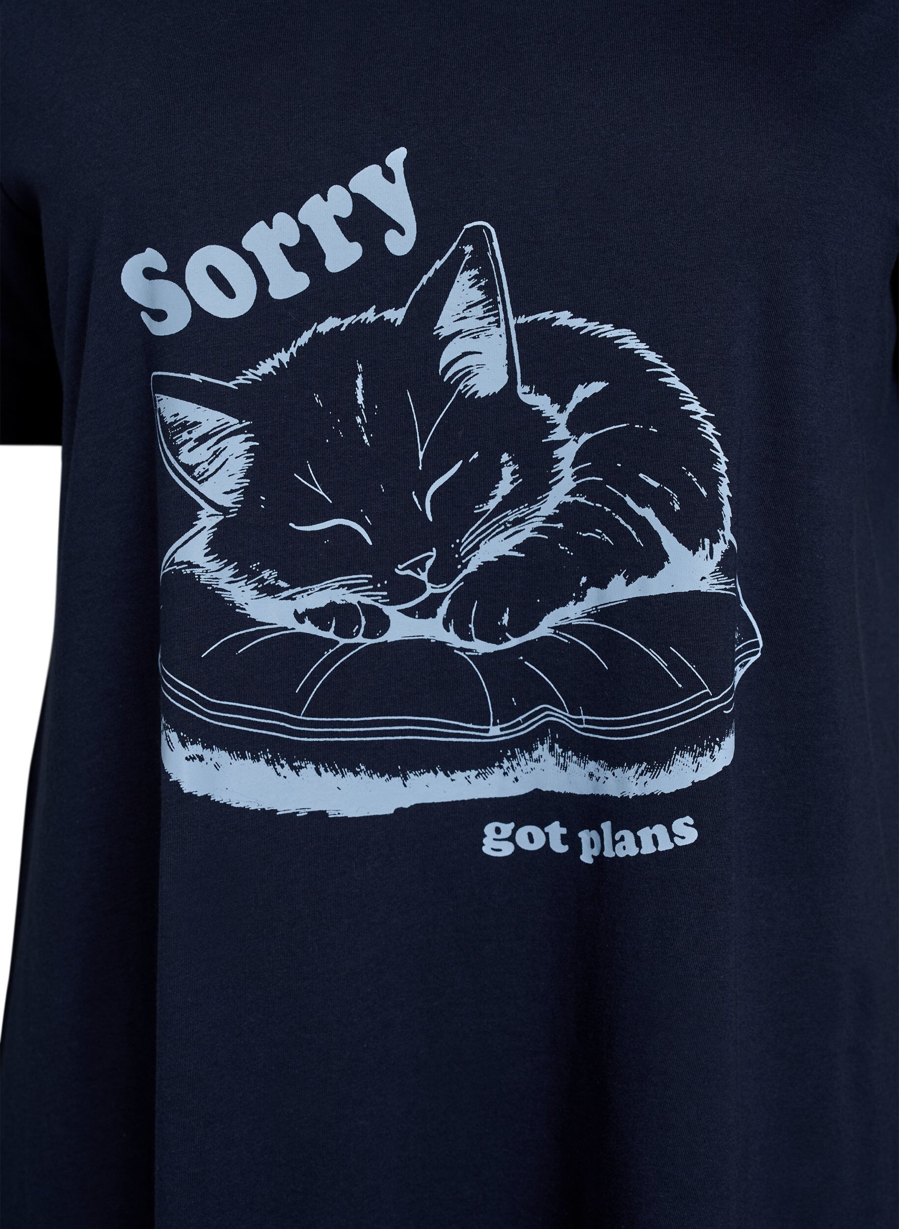 Zizzi Kort&auml;rmat nattlinne i ekologisk bomull, Bl&aring;, Packshot image number 2