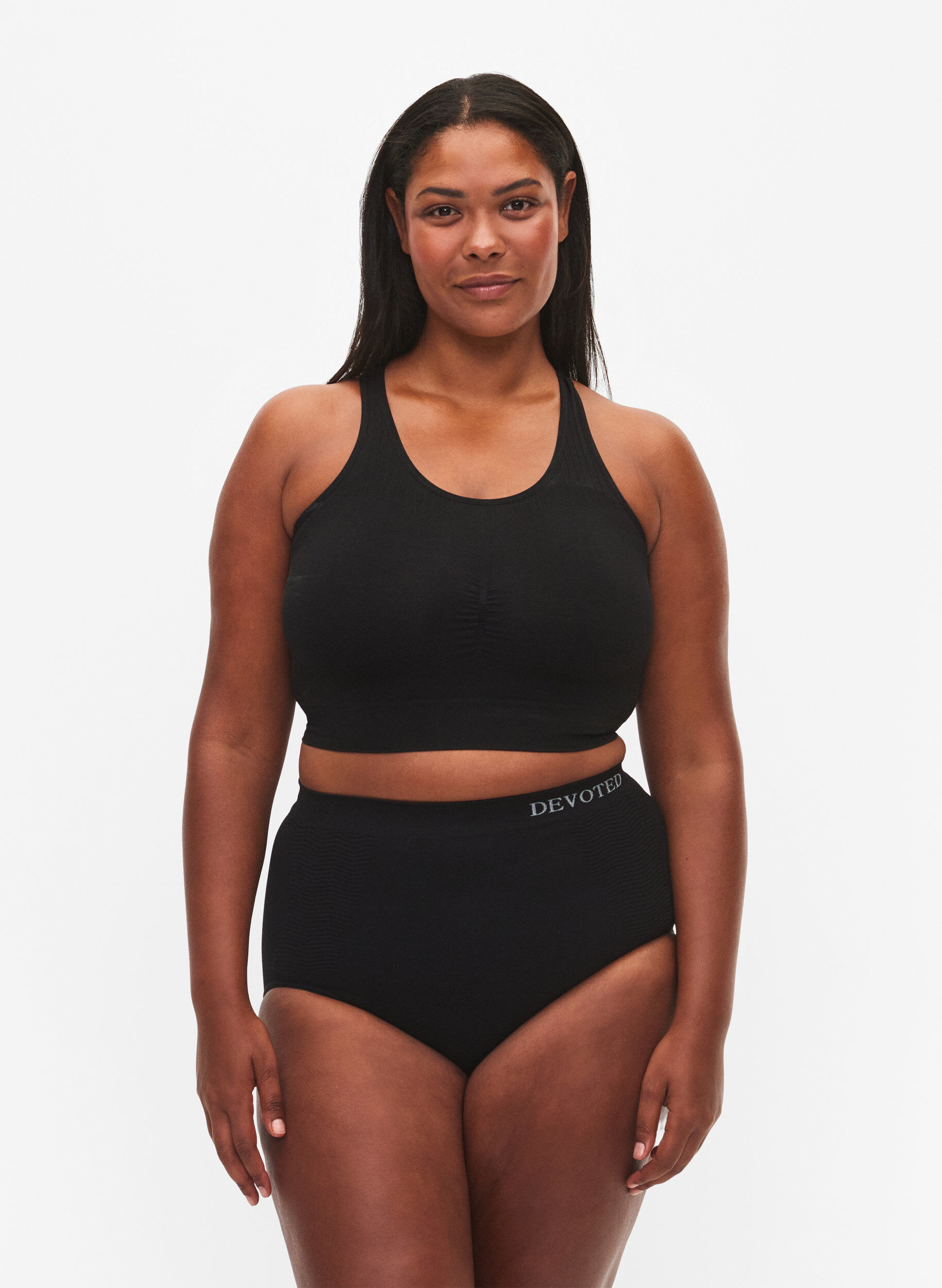 Zizzi Seamless trosa med h&ouml;g midja, Black, Model image number 0