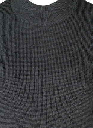 Kortärmad stickad poncho med hög hals, Dark Grey Melange, Packshot image number 2