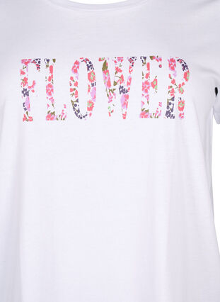 T-shirt i bomull med texttryck, B. White w. Flower, Packshot image number 2