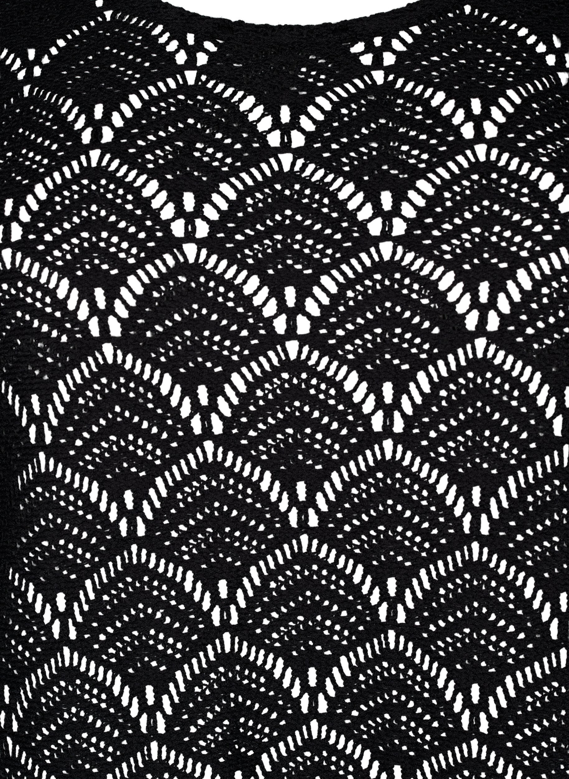 Zizzi Crochet blus med 3/4 &auml;rmar, Black, Packshot image number 2