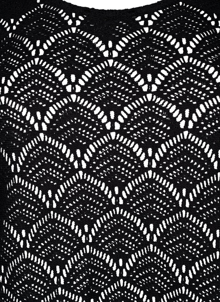 Crochet blus med 3/4 ärmar, Black, Packshot image number 2