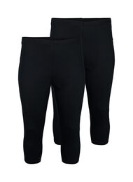 FLASH - 2-pack leggings med 3/4-längd, Black/Black
