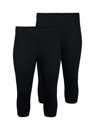 FLASH - 2-pack leggings med 3/4-längd, Black/Black, Packshot image number 0