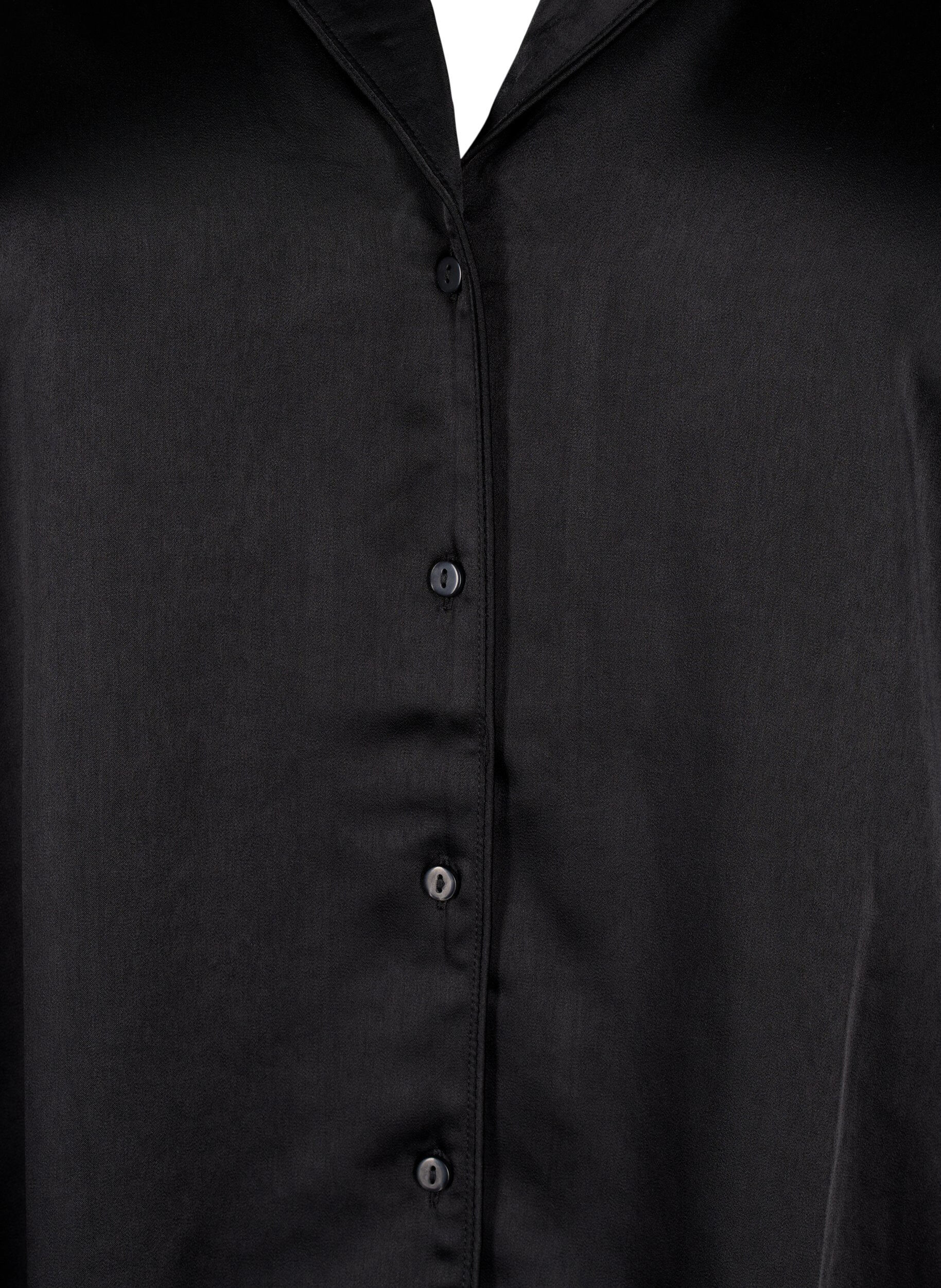 Zizzi Nattskjorta i satin, Black, Packshot image number 2