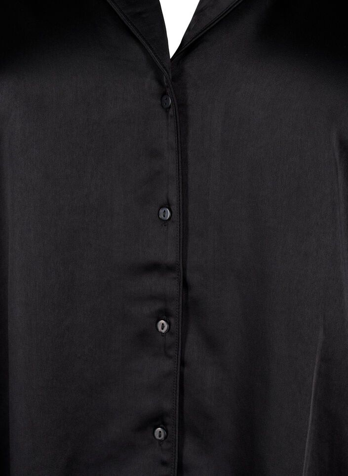 Nattskjorta i satin, Black, Packshot image number 2