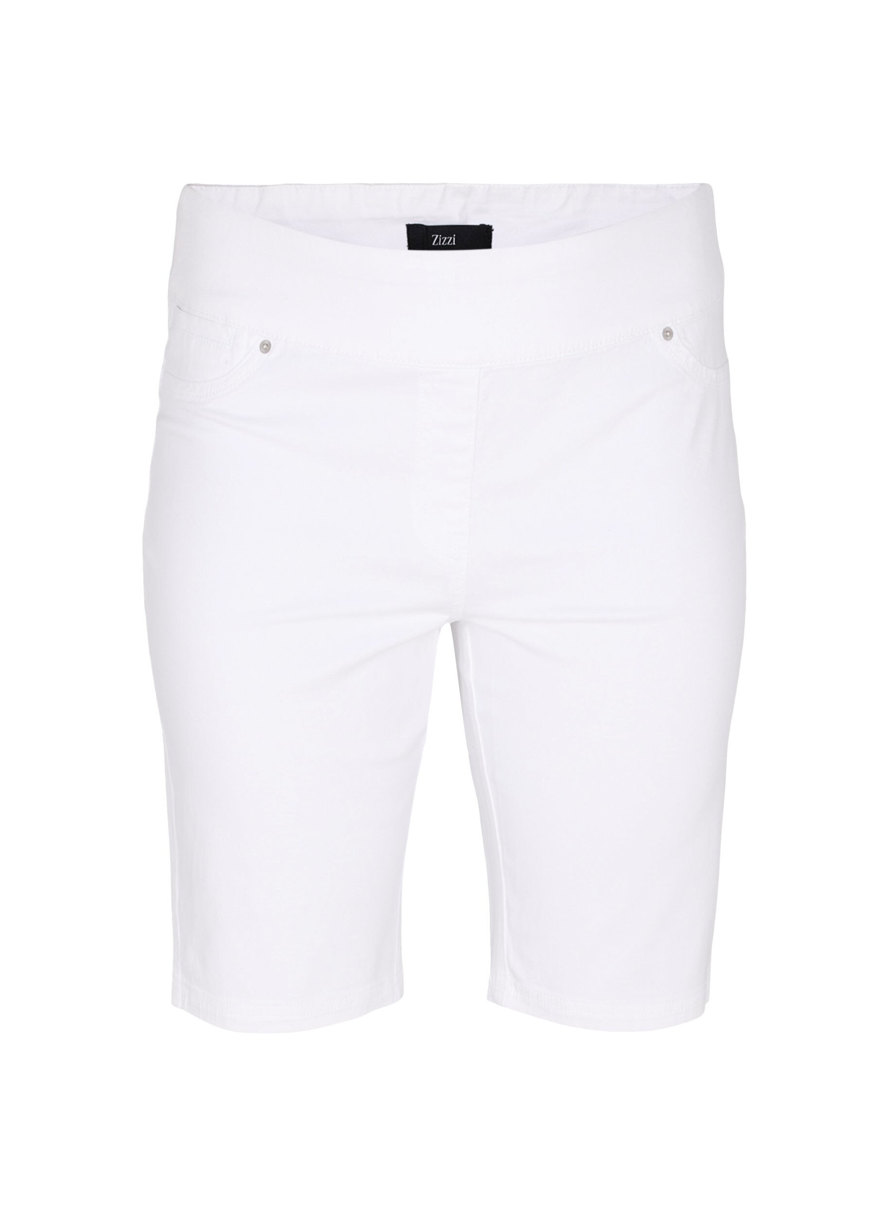 Zizzi Figurn&auml;ra shorts med bakfickor, White, Packshot image number 0