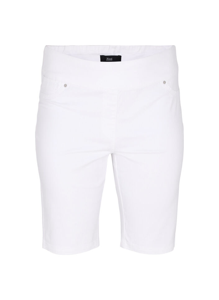 Figurnära shorts med bakfickor, White, Packshot image number 0