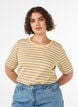 Randig t-shirt med ribbad struktur, Gul, Model image number 0
