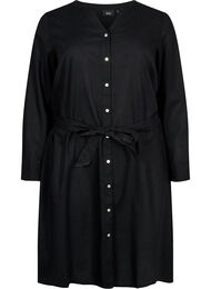Skjortklänning med långa ärmar, Black