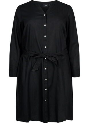 Skjortklänning med långa ärmar, Black, Packshot image number 0