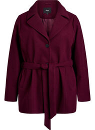 Kort kappa med skärp, Mörk Bordeaux