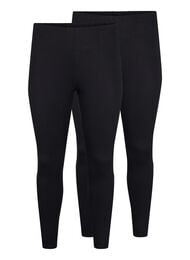 2-pack leggings i bomull, Svart
