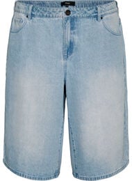 Jeansshorts med h&ouml;g midja, Bl&aring;