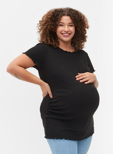 Ribbad t-shirt för gravida, Black, Model image number 0