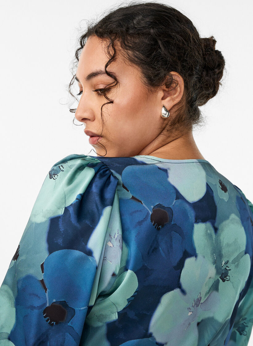 Omlottkl&auml;nning med blomm&ouml;nster och 3/4-&auml;rmar, Mixed colours, Model image number 3