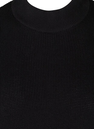 Kortärmad stickad poncho med hög hals, Black, Packshot image number 2