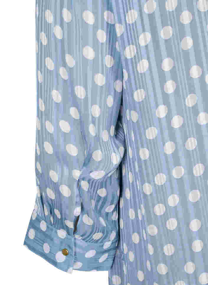 Mönstrad skjorta med 3/4 ärmar, Dusty Blue Dot, Packshot image number 3