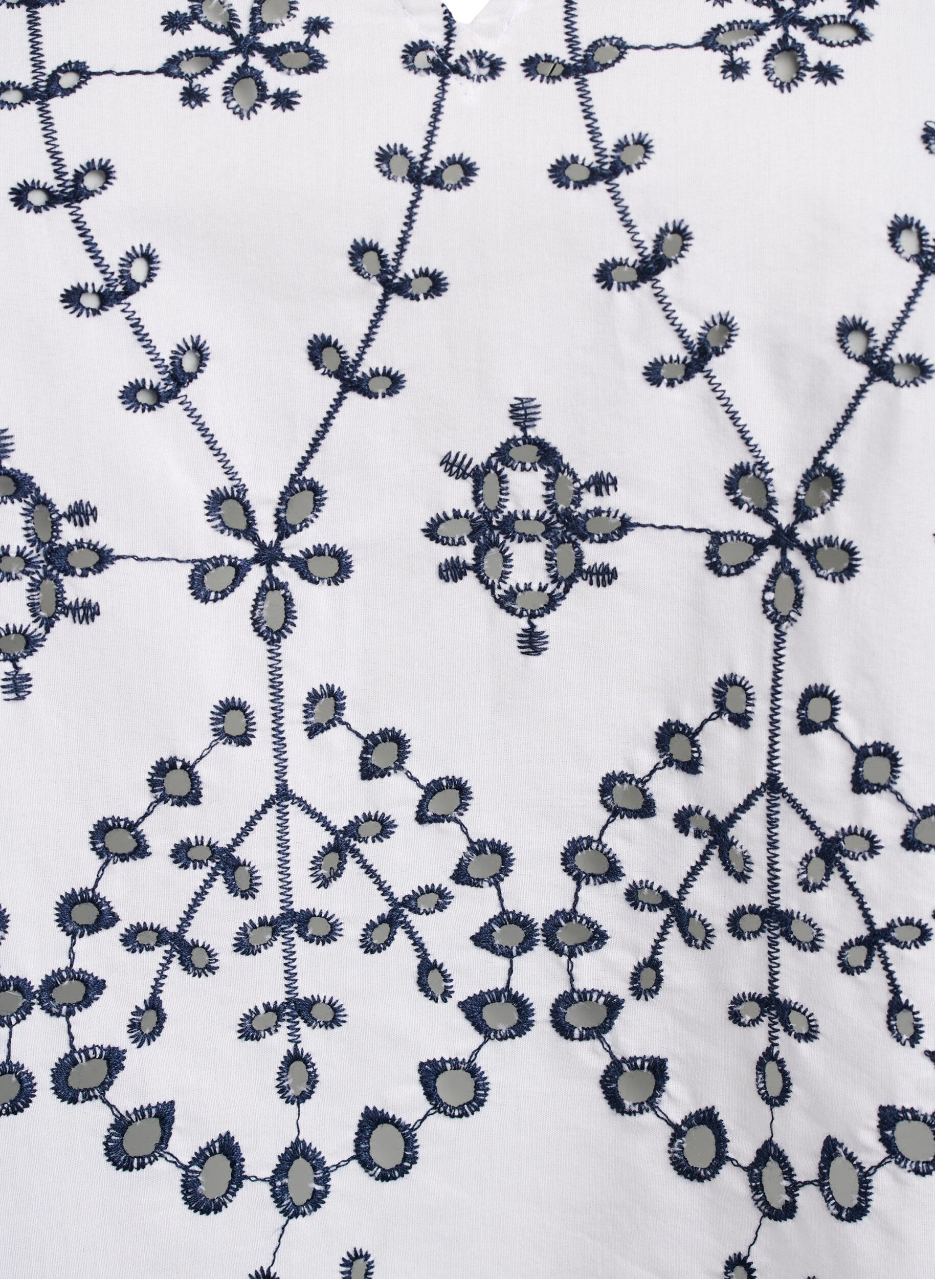 Zizzi Blus med 3/4-&auml;rm och broderie anglaise-detaljer, Vit, Packshot image number 2