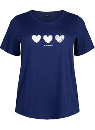 T-shirt i bomull med rund halsringning och tryck, Medieval B.W. Hearts