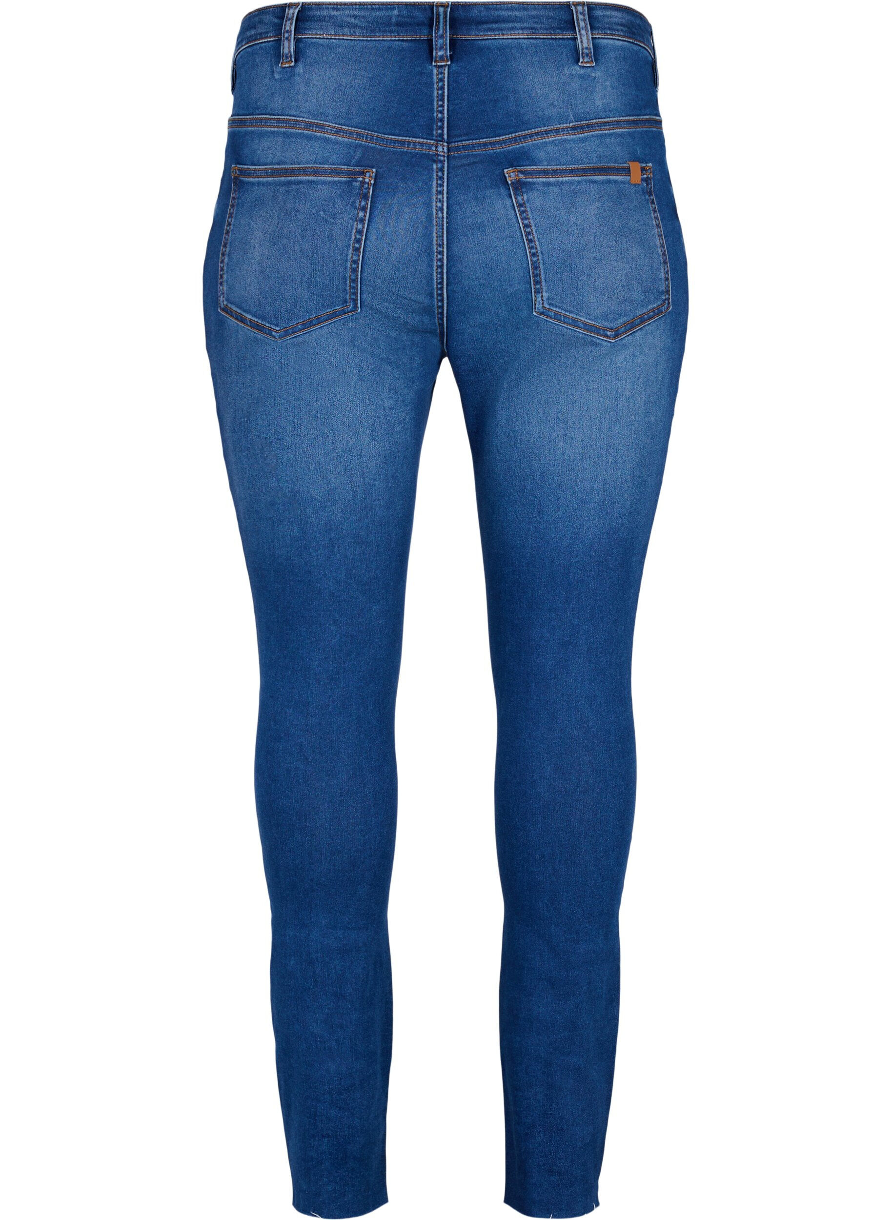 Zizzi Amy jeans med h&ouml;g midja och knappar, Blue denim, Packshot image number 1