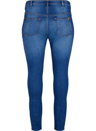 Amy jeans med hög midja och knappar, Blue denim, Packshot image number 1