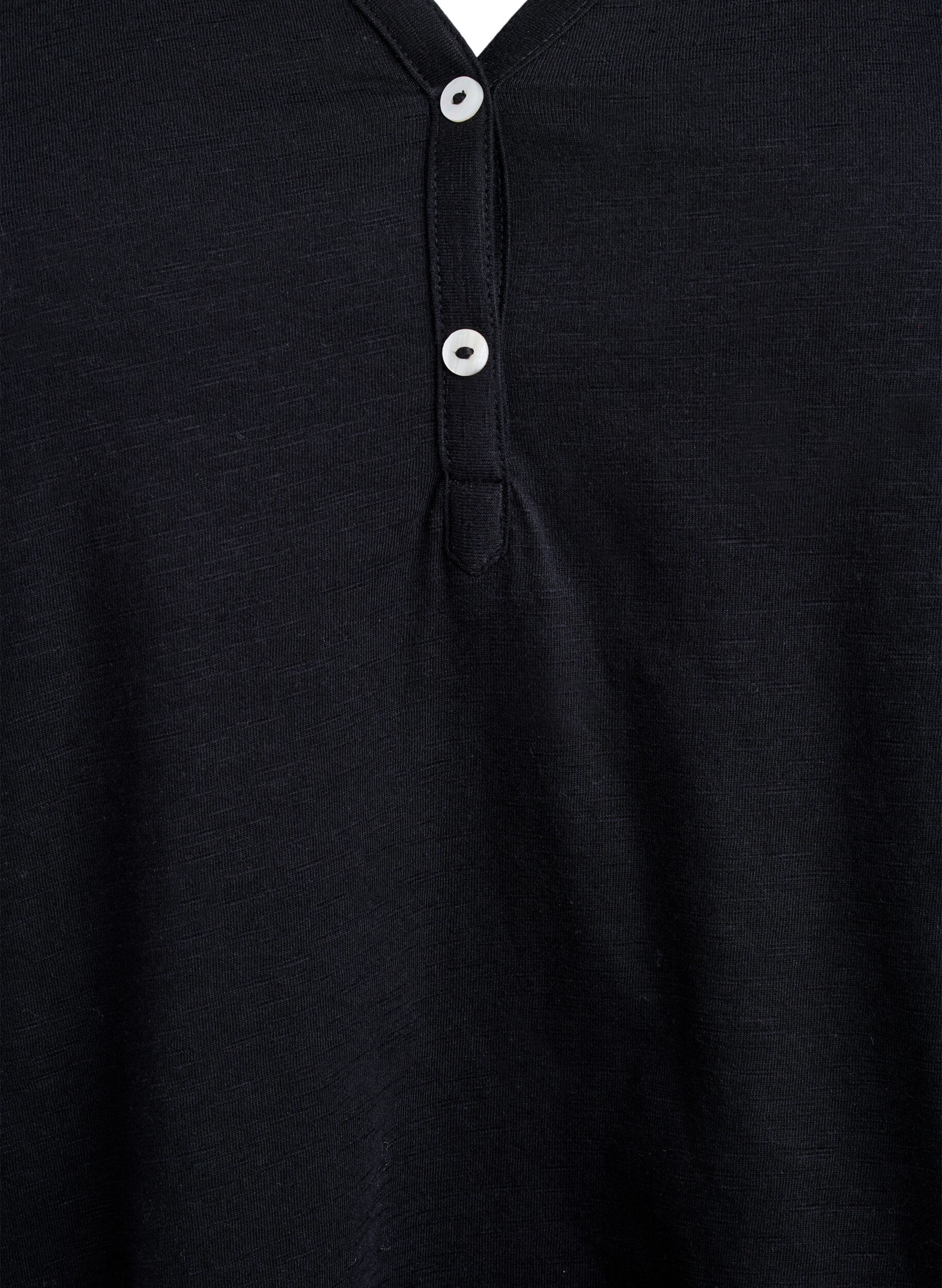 ZizziT-shirt med knappdetalj, Svart, Packshot image number 2