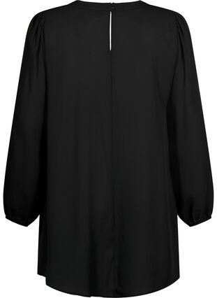 Långärmad tunika med strass, Black, Packshot image number 1