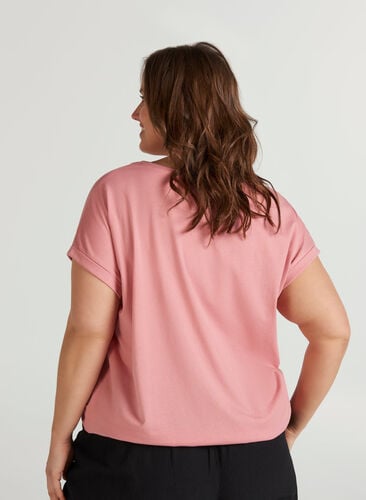 T-shirt i bomullsmix, Brandied Apricot Mel, Model image number 1